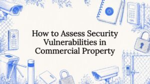 Decorative title card illustration for commercial property security