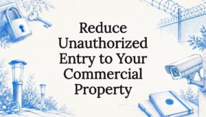 Decorative security-themed title card illustration