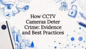 Decorative title card illustration with security elements