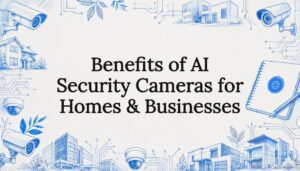 Decorative title card illustration for AI security cameras article