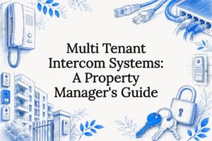 Decorative title card illustration for multi tenant intercom systems