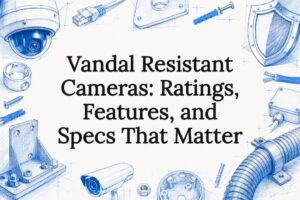 Decorative title card with security hardware sketches
