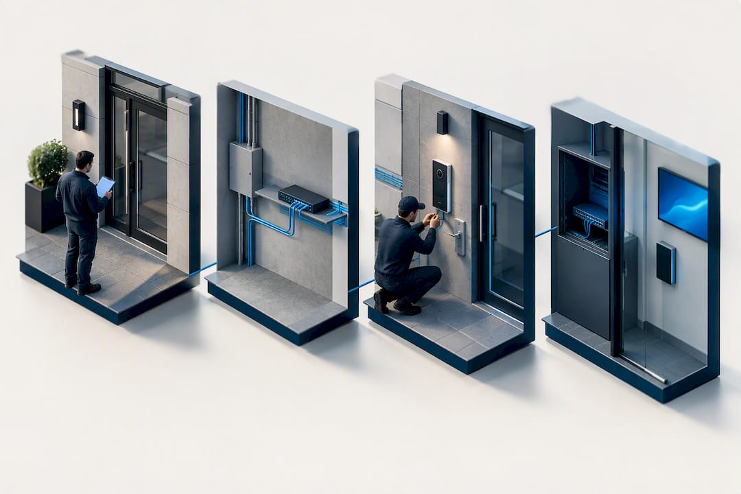 Isometric intercom installation sequence