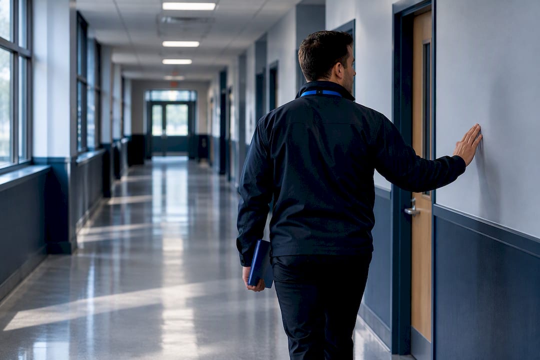 Property manager testing corridor coverage