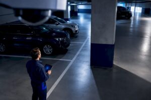 Camera view blocked by parking structure column
